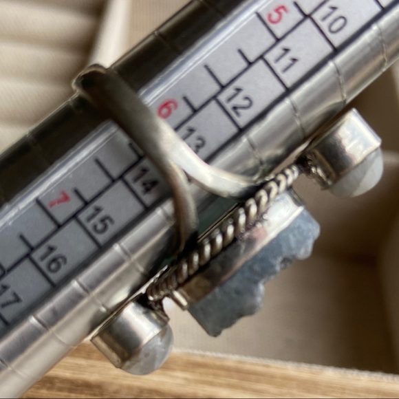 Druzy raw labradorite and moonstone triplet sterling silver ring - Picture 6 of 6